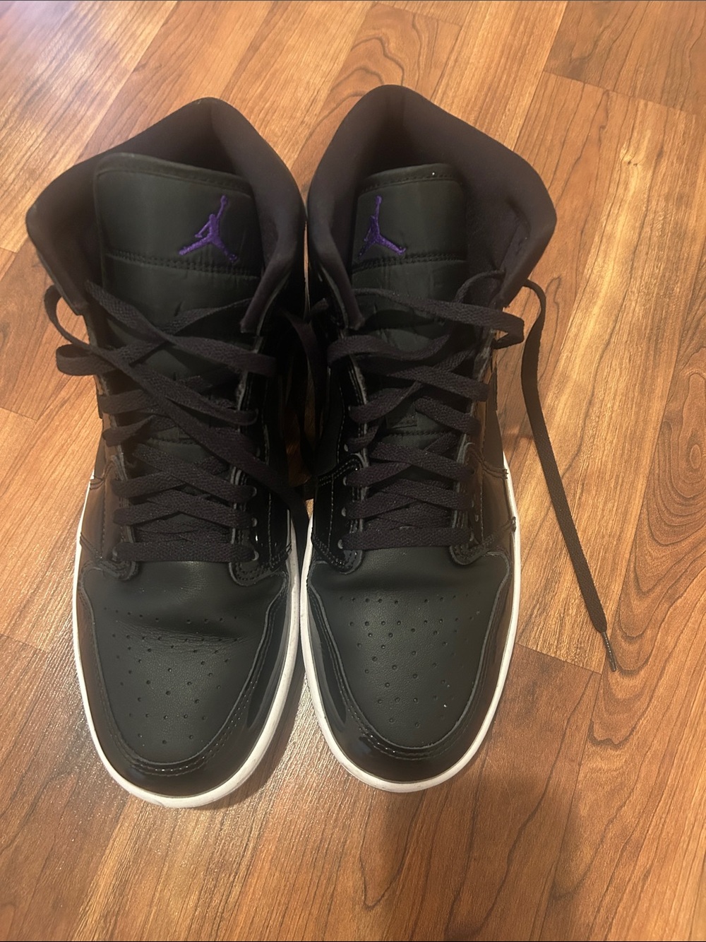 Jordan Black High-Top Sneakers with Purple Jumpman